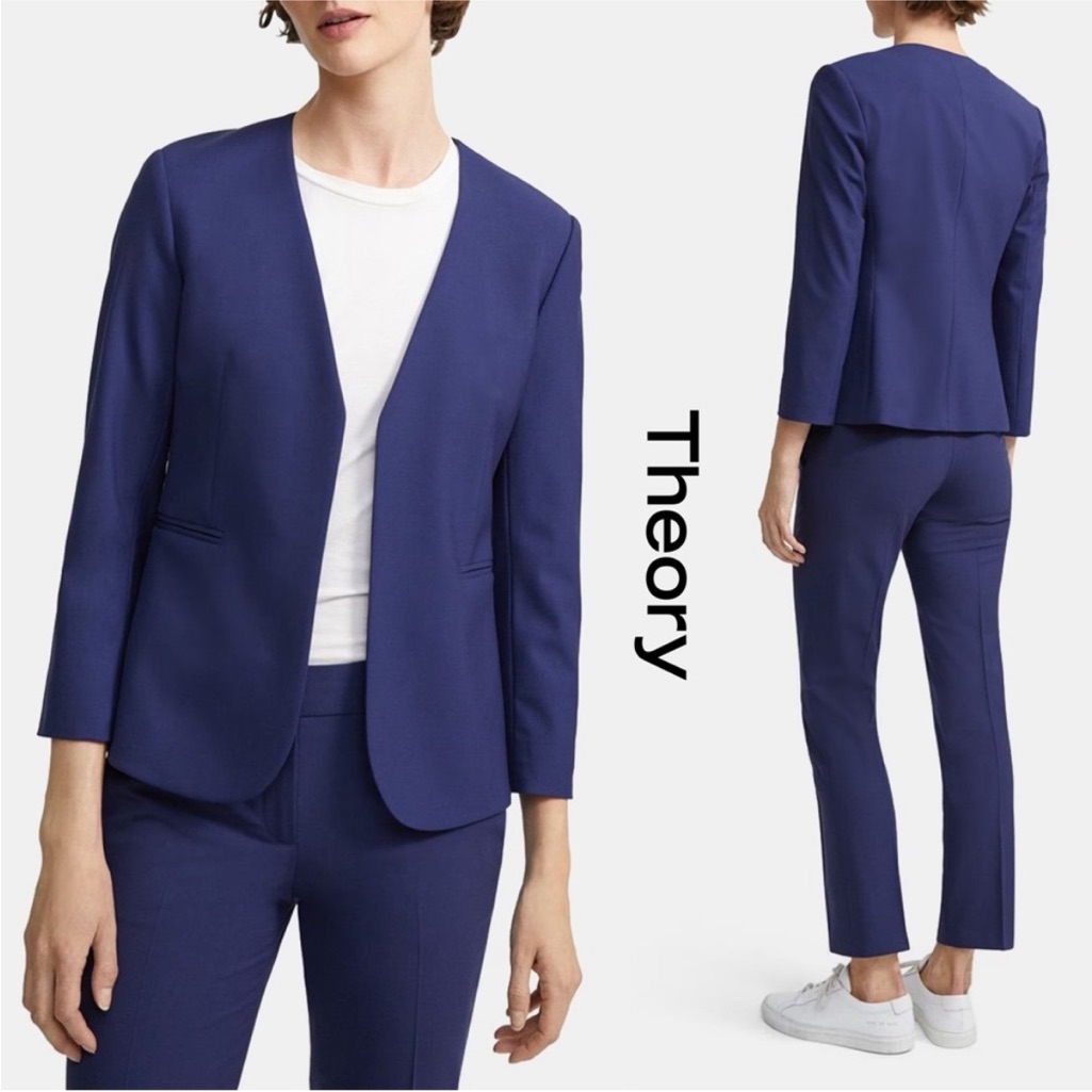 Theory Lindrayia Blazer Traceable Wool In Sea Blue